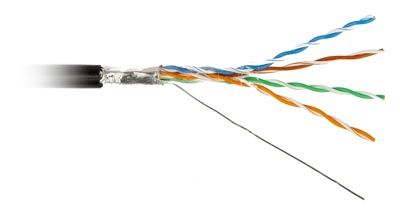 Кабель витая пара Hyperline FUTP4-C5E-S24-OUT-LSZH-BK-500