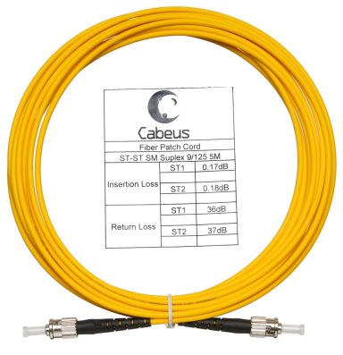 Коммутационный шнур оптический Cabeus FOP(s)-9-ST-ST-5m