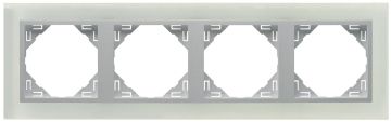 Рамка Efapel Logus90, 4 поста, плоская, универсальная, цвет: стекло/алюминий (90940 TCA)