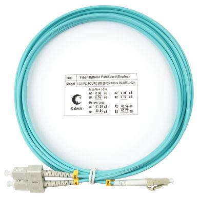 Коммутационный шнур оптический Cabeus FOP-50-LC-SC-3m