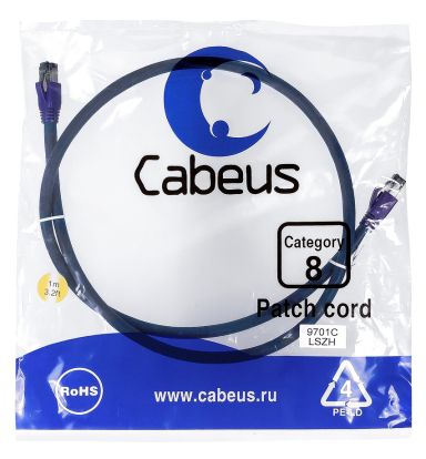 Шнур коммутационный Cabeus PC-SSTP-RJ45-Cat.8-1m-LSZH