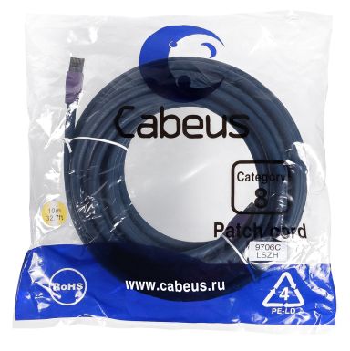 Шнур коммутационный Cabeus PC-SSTP-RJ45-Cat.8-10m-LSZH