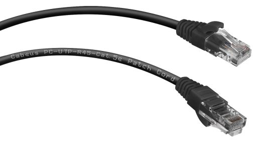 Шнур коммутационный Cabeus PC-UTP-RJ45-Cat.5e-0.5m-BK